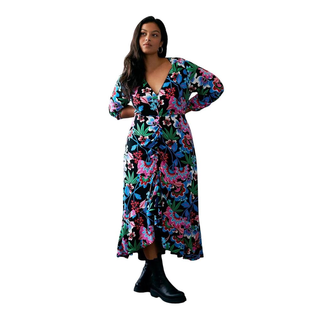 Anthropologie Maeve Ruched Floral Maxi Dress, 16W